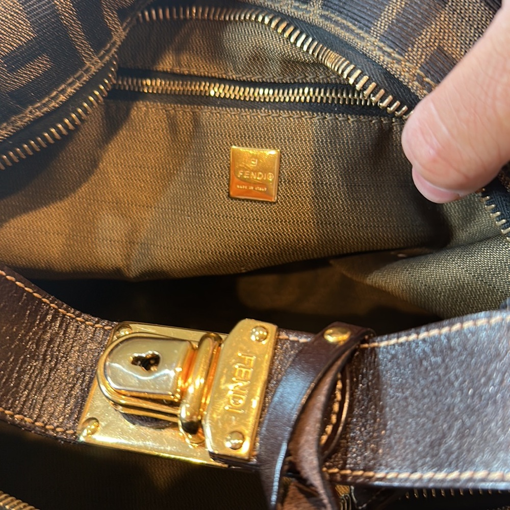 Fendi Large Hobo Bag in Brown Monogram Canvas with Gold Hardware - Picture 8 of 11